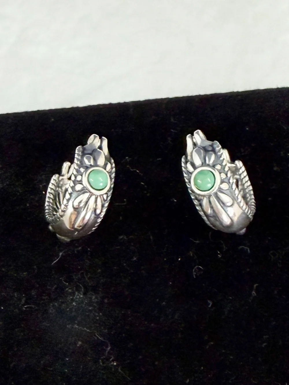 CAROLYN POLLACK American West Sterling Silver Turquoise Hoop Huggie Earrings